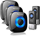 Wireless Doorbell PHYSEN Door bell Chimes with Mute Mode, 58 Ringtones&5 Volume Levels, Operating at 1300-ft Range, LED Strobe, 2 Transmitters+3 Receivers Waterproof Doorbell Kit for Home/Classroom