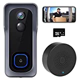 WiFi Video Doorbell Camera, XTU Wireless Doorbell Camera with Chime, 1080P HD, 2-Way Audio, Motion Detection, IP65 Waterproof, No Monthly Fees and 32GB SD Card Pre-installed
