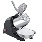 Goldtouch Three Blades Snow Cone Maker Ice Shaver 380W 220lbs/hr Prevent Splash Electric Stainless Steel Shaved Ice Machine Home and Commercial Ice Crushers (black)