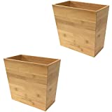 Bamboo Waste Basket Set of 2 | Waste Baskets for Bathroom | Waste Basket for Office | Great Office Trash Cans for Near Desk | Bathroom Trash Can | Bedroom Trash Can | Trash Can Small Wastebasket Bamboo Decor (2, 10,6' x 5.75' x 10')