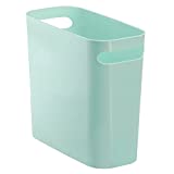 mDesign Plastic Small Trash Can, 1.5 Gallon/5.7-Liter Wastebasket, Garbage Container Bin with Handles for Bathroom, Kitchen, Home Office - Holds Waste, Recycling, 10' High, Aura Collection, Mint Green