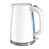 BLACK+DECKER Honeycomb Collection Rapid Boil 1.7L Electric Cordless Kettle with Premium Textured Finish, White, KE1560W