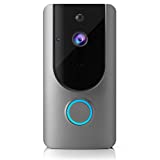 HD Smart Wireless Video Doorbell Camera WiFi with Motion Detector, Doorbell Security Camera, 2.4GHz WiFi, Free Cloud Storage, Night Vision, Two-Way Audio, Real-time Video, for iOS & Android (Doorbell)