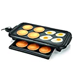 BELLA Electric Griddle w Warming Tray, Make 8 Pancakes or Eggs At Once, Fry Flip & Serve Warm, Healthy-Eco Non-stick Coating, Hassle-Free Clean Up, Submersible Cooking Surface, 10' x 18', Copper/Black