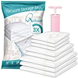 AirBaker Vacuum Storage Bags, Space Saver Bags 8 pcs (3 x Jumbo, 2 x Large, 3 x Medium) for Comforters Blankets Clothes Pillows Travel Vacuum Storage Seal Bags Hand Pump Included