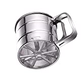 Double Layers Sieve Stainless Steel Hand-held Flour Sifter for Baking Strainer sifters for cooking with Handle flour sifter hand held (Small(3 Cup))
