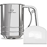 Cook Army Flour Sifter for Baking, 3 Cup Flour Sifter Stainless Steel, Double-layer Baking Sifter, Powdered Sugar Sifter, Great Baking Sifters for all Baking Flour and Powdered sugar, Flour Strainer