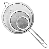YLYL 3 Pcs Super Wire Extra Fine Mesh Strainer with Handle, Small Medium Large Size Sifter Metal Strainer Set, Stainless Steel Sieve Fine Mesh Strainers for Kitchen Rice Juice Quinoa Food Flour Baking