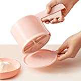 Morfakit Flour Sifter for Baking, One-handed Flour Sifter, Double-layer Baking Sifter, 350ml Capacity, Fine Mesh Sieve for Baking Flour and Sugar Poweder, Pink