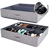storageLAB Under Bed Storage with Wheels, Open-Top Underbed Storage Solution for Shoes and Household Items, 28x24x6.3in, Pack of 2