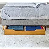 MUSEHOMEINC Solid Wood Under Bed Storage Drawer with 4-Wheels for Bedroom,Wooden Underbed Storage Organizer,Suggested for Queen and King Size Platform Bed