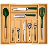 Luxury Bamboo Kitchen Drawer Organizer - Silverware Organizer - Utensil Holder and Cutlery Tray with Grooved Drawer Dividers for Flatware and Kitchen Utensils (9 Slot, Natural)