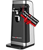 POHL SCHMITT Electric Can Opener, Easy Push Down Lever, Knife Sharpener, Bottle Opener & Built-In Cord Storage, Opens All Standard-Size and Pop-Top Cans, Black