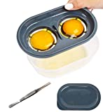 Deluxe 4-In-1 Egg Separator Set - Double Egg White Separator With Built-In Egg Cracker, Food Container Plus Lid, and Egg Shell Tweezer - Easily Crack, Separate, and Store Eggs Without Mess - Grey