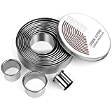 HAHAYOO 12 Pcs Donut Hole Cookie Biscuit Cutter Set for Baking, Graduated Doughnut Round Cookie Cutters, Metal Scone Circle Cookie Cutters for Frying, Biscuits Ring Molds for Cooking Cake(1-4.4 Inch)