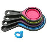 Collapsible Silicone Measuring Cups with 60ml/80ml/125ml/250ml - 4 Piece Set Kitchen Measuring Tools (4 Colors)
