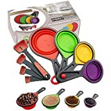 HINMAY Collapsible Silicone Measuring Cups and Spoons Set 8-Piece Measuring Tool