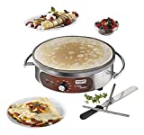 Waring Commercial WSC160X 16' Electric Crepe Maker, Cast Iron Cooking Surface, Stainless Steel Base, Includes Batter Spreader and Spatula, 120V, 1800W, 5-15 Phase Plug