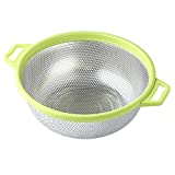 Stainless Steel Colander With Handle and Legs, Large Metal Green Strainer for Pasta, Spaghetti, Berry, Veggies, Fruits, Noodles, Salads, 5-quart 10.5” Kitchen Food Mesh Colander, Dishwasher Safe