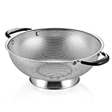 18/8 Stainless Steel Colander, Easy Grip Micro-Perforated 5-Quart Colander, Strainer with Riveted and Heat Resistant Handles, BPA Free. Great for Pasta, Noodles, Vegetables and Fruits