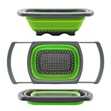 Qimh Colander collapsible, Colander Strainer Over The Sink Vegetable/Fruit Colanders Strainers (6 Quart) with Extendable Handles, New Kitchen Essentials