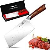 Meat Cleaver 7 inch Vegetable and Butcher Knife German High Carbon Stainless Steel Kitchen Knife chef knives with Ergonomic Handle for Home, Kitchen & Restaurant