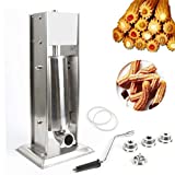 Gdrasuya10 Commercial Churro Maker 5L Stainless Steel Manual Spanish Donut Churrera Churro Maker Machine with 4pcs Nozzles for Home Restaurants Cafeterias Bakeries (Vertical Type)