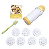 CLARAWOOD Churro Maker - 7 Interchangeable Shapes, Portable Gun, Commercial Quality - Perfect for Cinco De Mayo, Mexican Dessert, Spanish Cuisine, Deep Frying Tool - Complete with Recipes and Brush