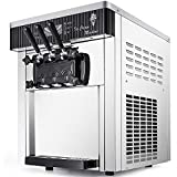 VEVOR Commercial Ice Cream Machine 5.3 to 7.4Gal per Hour Soft Serve with LED Display Auto Clean 3 Flavors Perfect for Restaurants Snack Bar, 2200W, Sliver