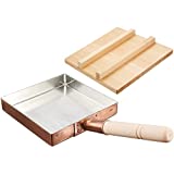 TIKUSAN Japanese Tamagoyaki Omelets Copper Pan with Wooden Lid 8.3 inch (21×21 cm) Square Type Egg Pan