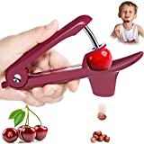 Cherry Pitter Tool, Olive Pitter Tool, Cherry Pitter Remover, Cherry Core Remover Tool with Space-Saving Lock Design, Pit Remover for Cherries (Dark Red)