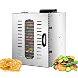 Commercial Stainless Steel Food Dehydrators for Food and Jerky 110V 16 Layers Fruit Vegetable Dryer for Food Herbs Spices Beef Jerky Maker Dehydrator for Dog Treats