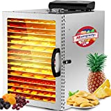 Moongiantgo Commercial Food Dehydrator 1000W 16 Trays Stainless Steel Jerky Dryer Machine with 30-90℃ Temp Control 24H Timer Electric Food Dryer for Meat Beef Herbs Fruit Vegetables 110V