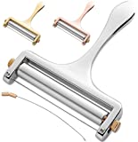 Bellemain Stainless Steel Wire Cheese Slicer - Hand Held Cheese Cutter for Cheddar, Gruyere, Raclette, Mozzarella Cheese Block, Adjustable Cheese Shaver, Thick & Thin Slicer, Cheese Curler (Silver)