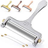 Zulay Cheese Slicer With Adjustable Thickness - Heavy Duty Cheese Slicers With Wire - Premium Wire Cheese Slicer For Soft & Semi-Hard Cheeses - 2 Extra Wires Included (Silver)