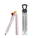Candy Thermometer 2 Packs Syrup Jam Jelly Deep Fry Sugar Thermometer with Hanging Hook & Pot Clip Stainless Steel Thermometer Kitchen Cooking Thermometer for Food