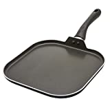 Ecolution Artistry Non-Stick Square Griddle Easy To Clean, Comfortable Handle, Even Heating, 11 Inch, Black