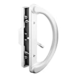 PRIME-LINE C 1225 Mortise Style Sliding Patio Door Handle Set - Replace Old or Damaged Door Handles Quickly and Easily – White Diecast, Non-Keyed (Fits 3-15/16” Hole Spacing)