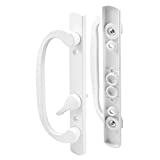 PRIME-LINE C 1280 Mortise Style Sliding Patio Door Handle Set - Replace Old or Damaged Door Handles Quickly and Easily – White Diecast, Non-Keyed (Fits 3-15/16” Hole Spacing)