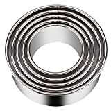 KSPOWWIN Biscuit Cutters Set, Sturdy Stainless Steel Circle Round Cookie Cutters in Graduated Sizes Shape Molds for Pastries Doughs Doughnuts, 5 Pieces