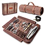 Barillio Bartender Bag Travel Bartender Kit Bag with Bar Tools | Professional 17-Piece Bar Tool Set with Portable Waxed Canvas Bag Including Shoulder Strap for Easy Carry | Travel Cocktail Set……