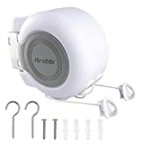 Retractable Clothesline 2x49 Feet Outdoor Indoor, Dual Heavy Duty Clotheslines for Laundry Drying, Wall-Mounted Portable Easy Installation Washing Lines Rope (98FT White)