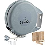 IDIOMUM Retractable Clothesline Outdoor Heavy Duty - 40 Feet PVC Clothes Line Retracting Outdoors Clothesline with Wall Mount, Indoor Clothesline - Retractable Laundry Line for Drying Clothes