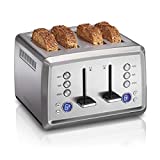 Hamilton Beach 24796 Toaster with Bagel & Defrost Settings, Toast Boost, Slide-Out Crumb Tray Extra Wide Slot, 4 Slice - Digital, Stainless Steel
