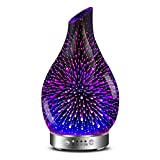 MAXWINER Essential Oil Diffuser 3D Glass Aromatherapy Ultrasonic Humidifier, Auto Shut-Off, Timer Setting, 7 Colors LED Lights Changing for Home, Office, Spa 120ml
