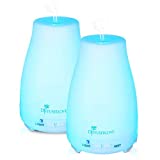 Diffuserlove 2 Pack 200ml Essential Oil Diffuser Ultrasonic Aromatherapy Diffuser Cool Mist Humidifiers with 7 Color LED Lights & Waterless Auto Shut-Off for Home Office Kitchen Bedroom.