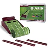 Putting Green Mat for Indoor-Outdoor Golf Matt Putting Green with Auto Ball Return Golf Practice Training Aid Equipment with Crystal Velvet Mat and Solid Wood Base for Home and Office