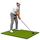 GoSports Golf Hitting Mat - PRO 5x4 Artificial Turf Mat for Indoor/Outdoor Practice - Includes 3 Rubber Tees, Green