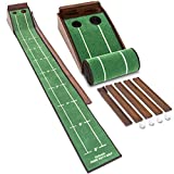 GoSports Pure Putt Golf 9' Putting Green Ramp - Premium Wood Training Aid for Home & Office Putting Practice, Includes 9' Putting Green and 4 Golf Balls