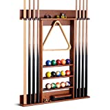 XCSOURCE Pool Cue Rack, Pool Stick Holder Wall Mount, 8 Pool Billiard Stick Holder Wall Billiard Cue Rack, Made of Solid Pine Wood, Pool Table Accessories for Billiard Room or Club (Cue Rack Only)